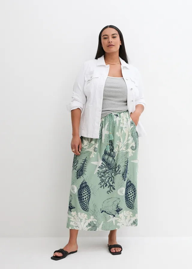 Maxi rok van viscose, Kleur: pastelgroen