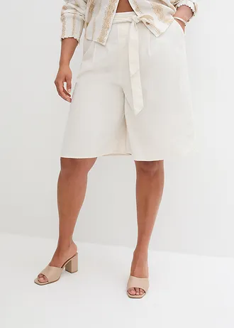 Lněné bermudy, barva: béžová