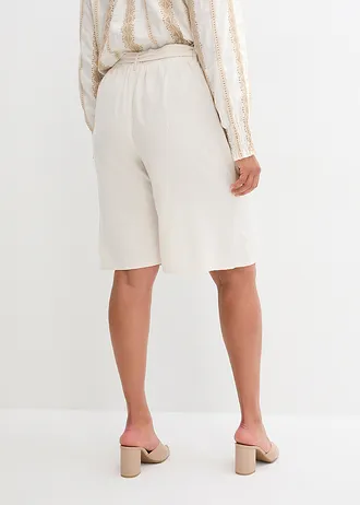 Lněné bermudy, barva: béžová