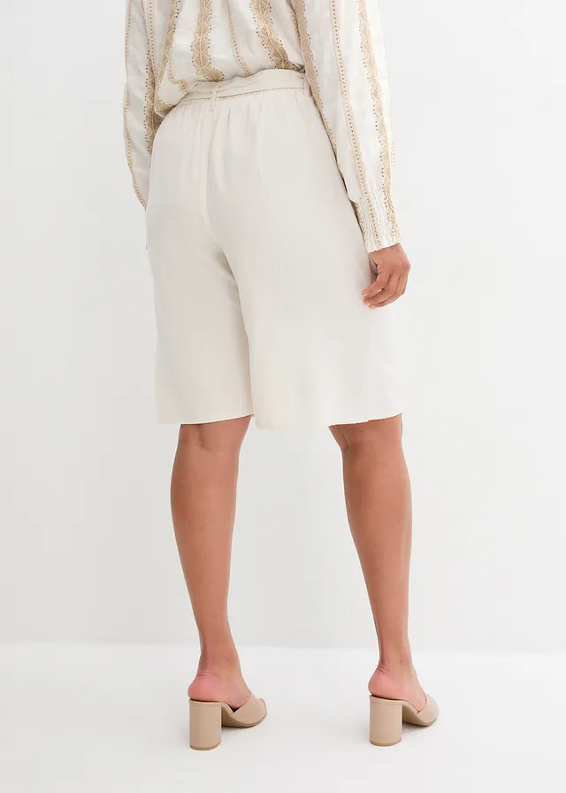 Linnen bermuda, Kleur: natuurbeige