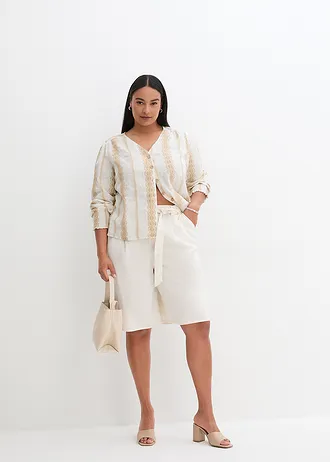 Lněné bermudy, barva: béžová