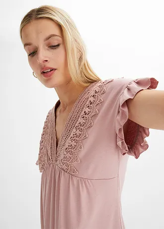 Triko s krajkou • růžovohnědá • bonprix obchod