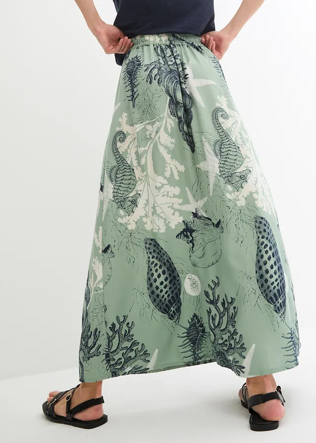 Maxi rok van viscose, Kleur: pastelgroen