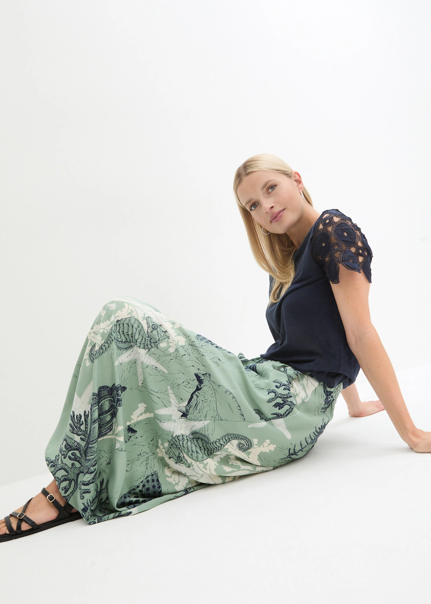 Maxi rok van viscose • pastelgroen • bonprix online shop