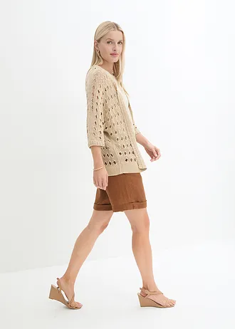 Bermuda van puur linnen, Kleur: cognac