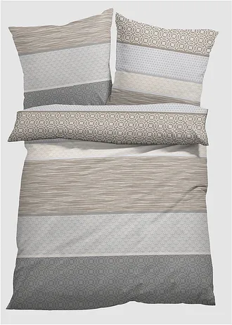 Dekbedovertrek in een katoenmix, Kleur: grijs-taupe