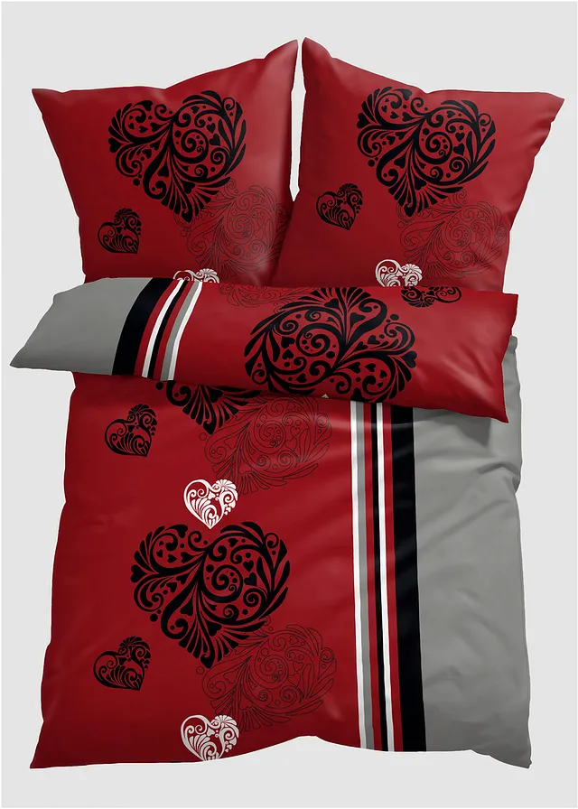 Dekbedovertrek met harten • rood • bonprix online shop