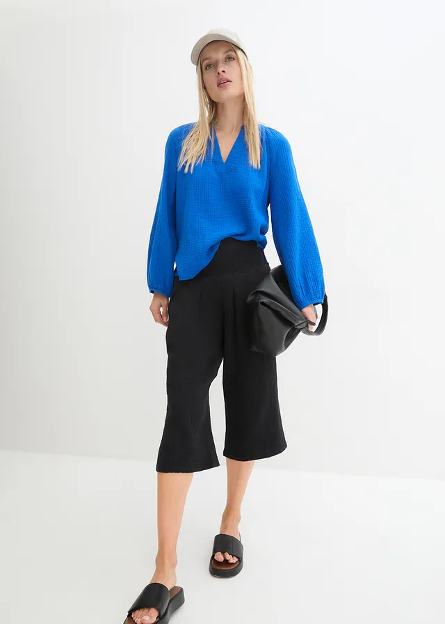 Capri broek van uachte mousseline • zwart • product-page.page-title-suffix