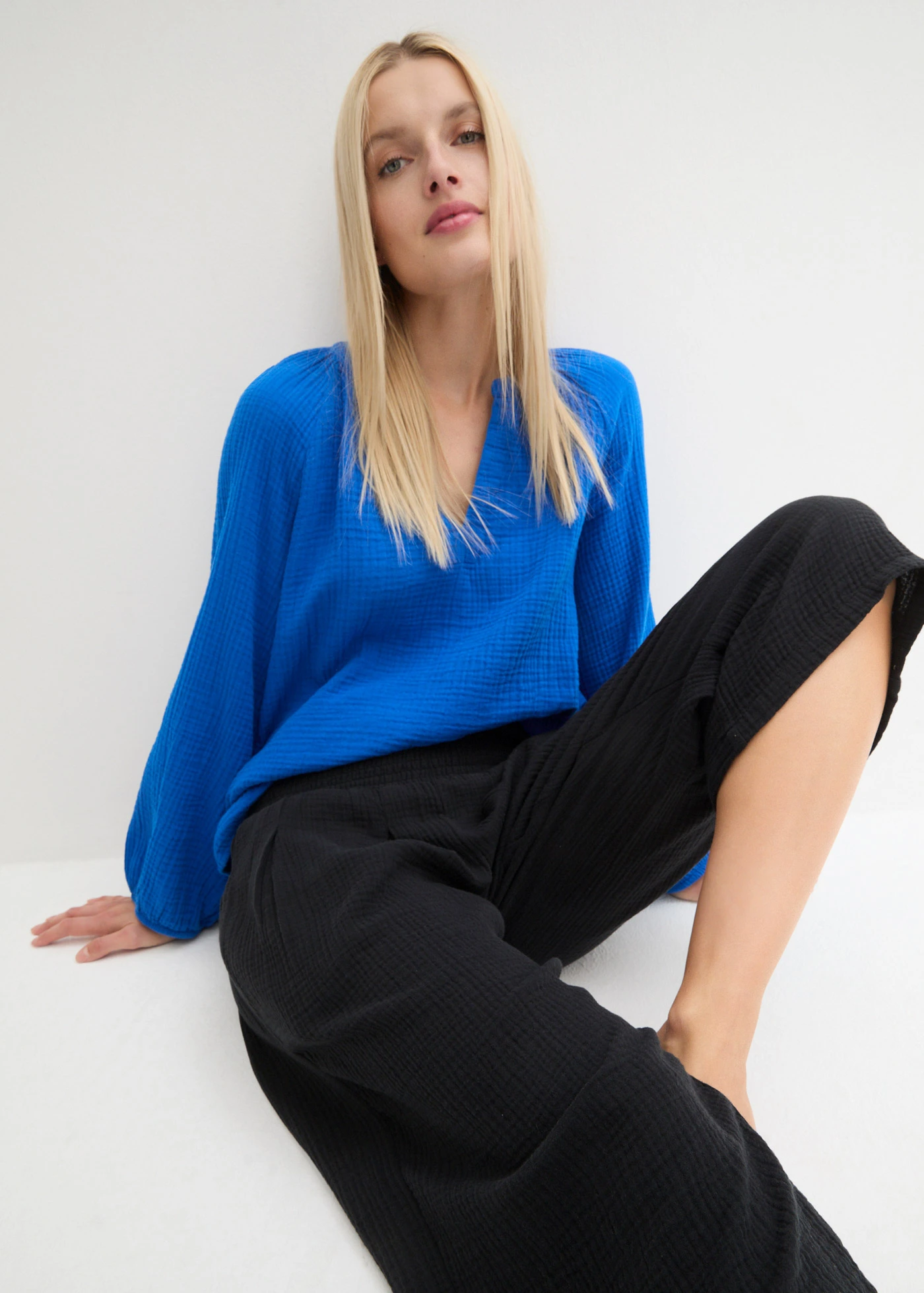 Capri broek van katoenen mousseline • zwart • bonprix online shop