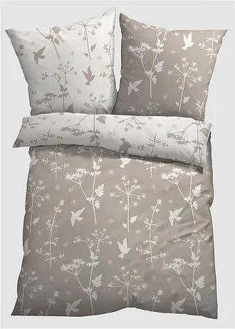 Parure de lit réversible en linon • beige-blanc • Boutique bonprix