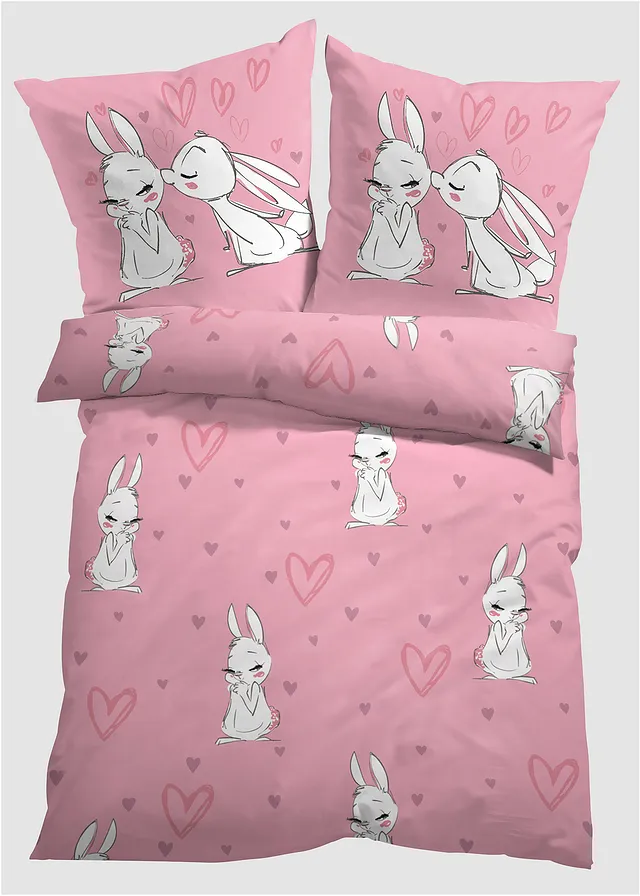 Parure de lit en linon, Couleur: rose