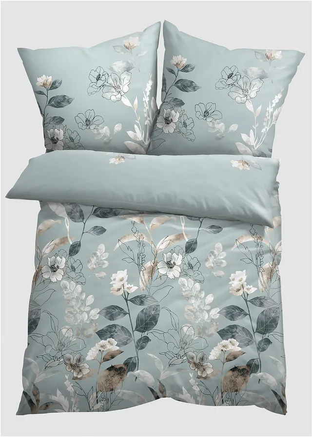 Parure de lit en linon • gris-bleu clair • Boutique bonprix