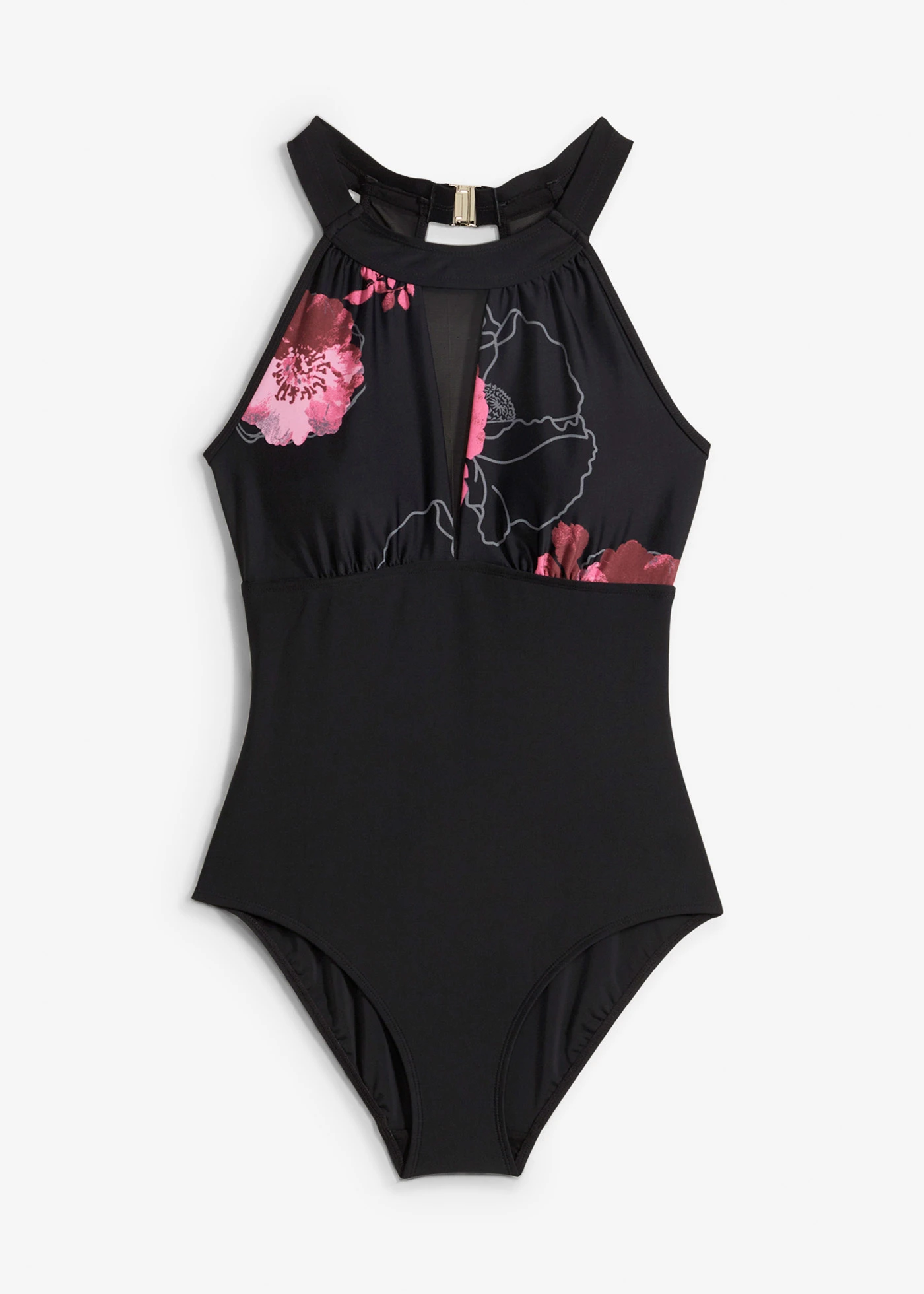 Badpak met transparant inzetstuk • zwart • bonprix online shop