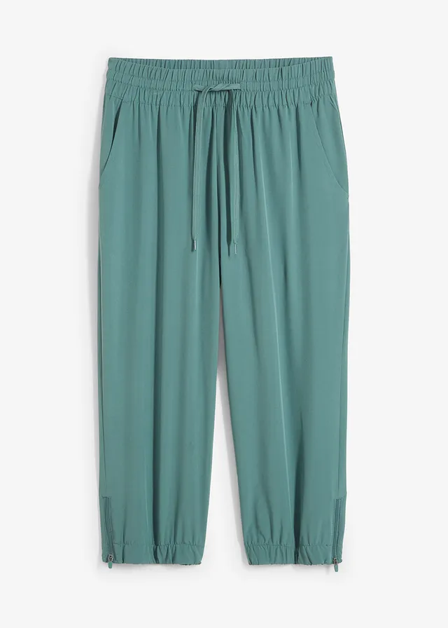 Sneldrogende outdoor broek in caprilengte, Kleur: grijsgroen