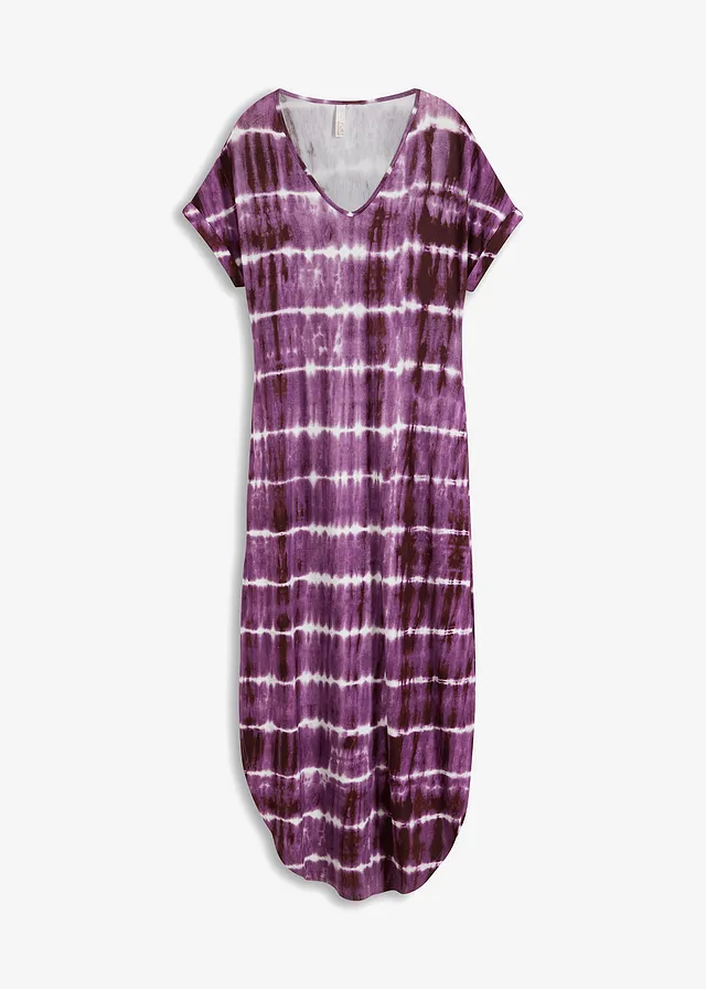 Dlouhé šaty ze splývavé viskózy • fialovo-bílá s potiskem • bonprix obchod