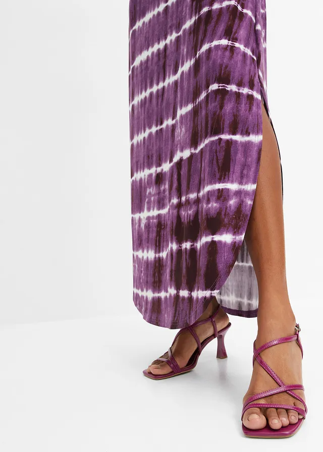 Maxi jurk van soepele viscose • paars-wit gedessineerd • product-page.page-title-suffix