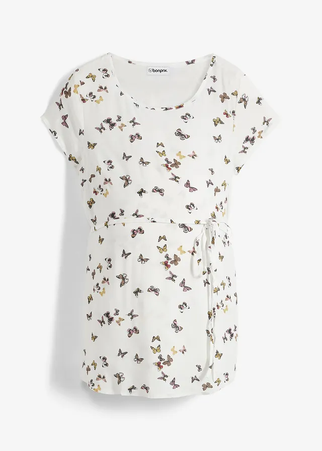 Zwangerschapsblouse met ceintuur • wolwit • bonprix online shop