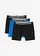 Lot de 3 boxers coton mi-longs, Couleur: bleu azur/noir
