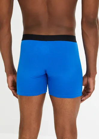 Middellange boxer met katoen (set van 3) • azuurblauw+zwart • bonprix online shop