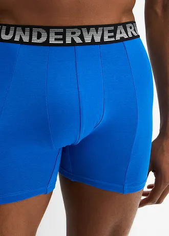 Přiléhavé boxerky, středně dlouhé (3 ks v balení) • azurově modrá+černá • bonprix obchod