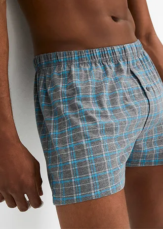 Wijde jersey boxershort (set van 3) • grijs geruit+grijs gemêleerd • bonprix online shop