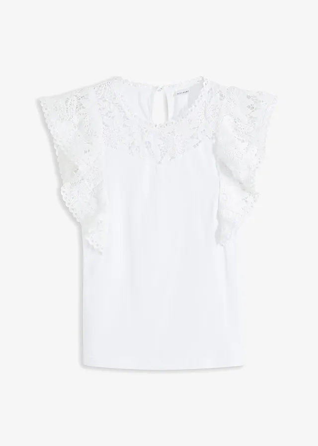 Tričko s čipkou a volánmi