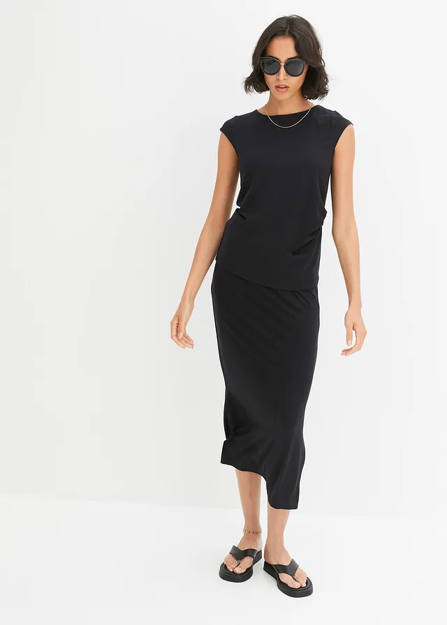 Tričko ze splývavé viskózy černá