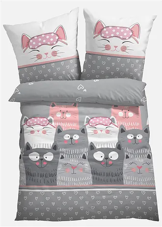 Parure de lit en linon • rose-gris • Boutique bonprix