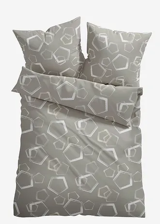 Dekbedovertrek in een katoenmix, Kleur: beige
