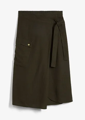 Spódnica kopertowa lniana • nocny oliwkowy • bonprix obchod