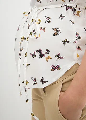 Zwangerschapsblouse met ceintuur • wolwit • bonprix online shop