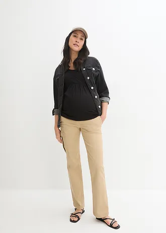 Lot de 2 T-shirts de grossesse et d’allaitement, Couleur: blanc+noir