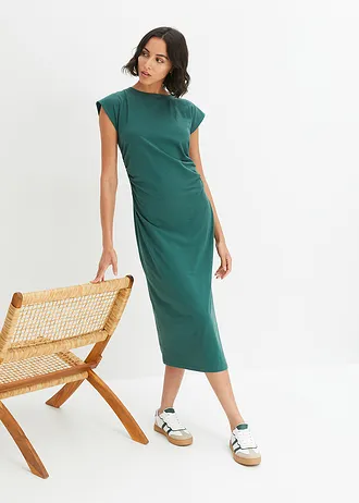 Robe en jersey coton extensible, Couleur: vert mat