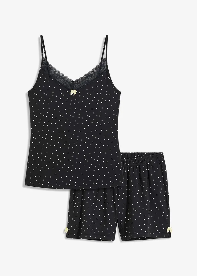 Pijama cu pantaloni scurți cu dantelă discretă