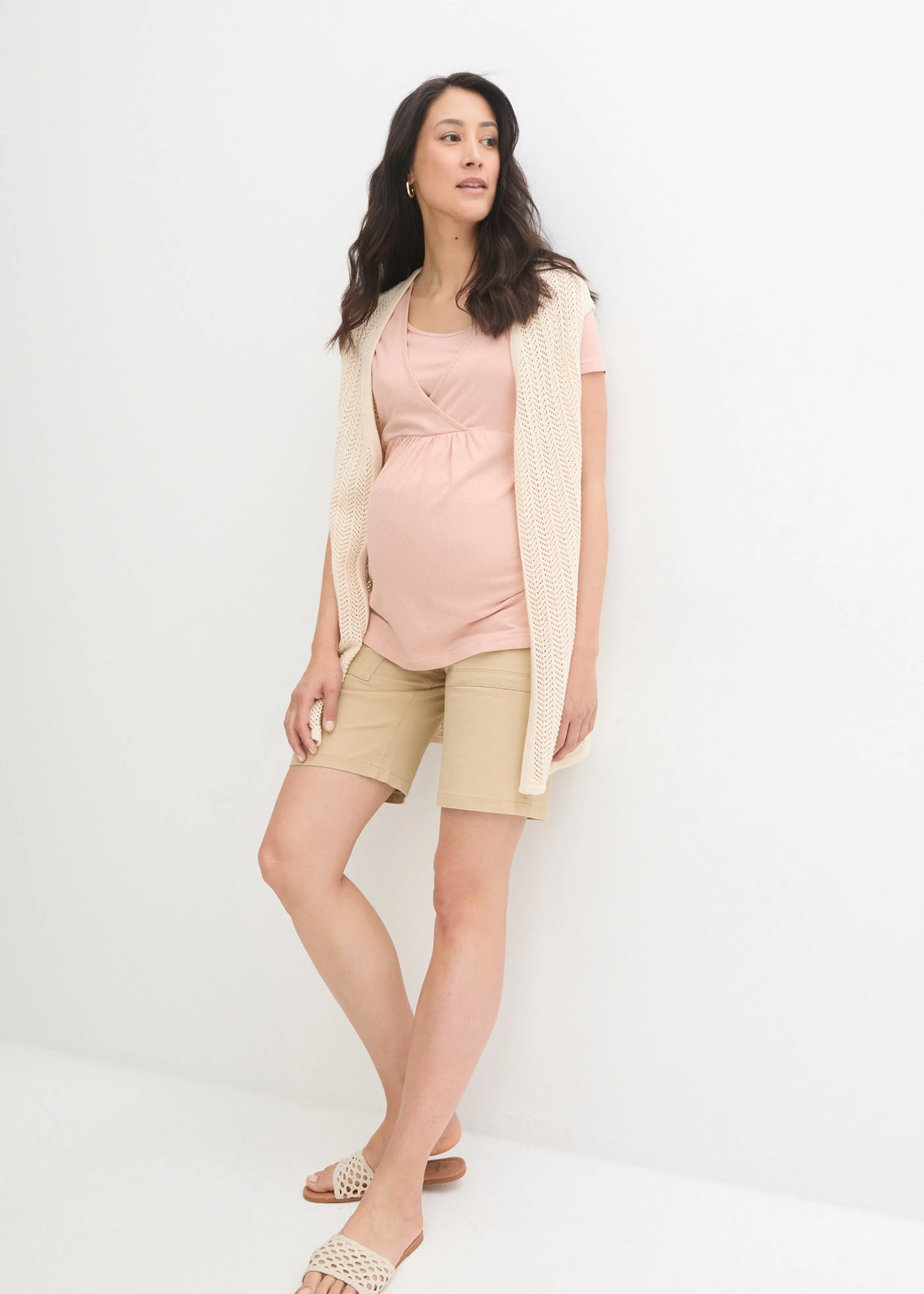 Bluză 2 în 1 pentru perioada sarcinii și după (set/2 buc.) • roz vintage-gri melanj • magazin bonprix