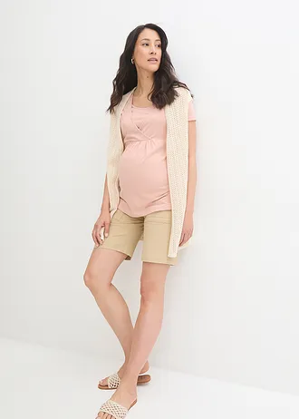 Bluză 2 în 1 pentru perioada sarcinii și după (set/2 buc.) • roz vintage-gri melanj • magazin bonprix