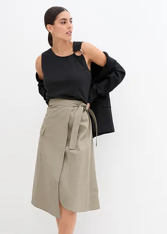 Spódnica kopertowa lniana • khaki • bonprix obchod