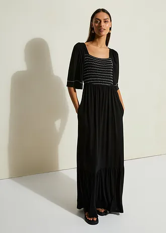 Rochie maxi din amestec fluid de viscoză • negru • magazin bonprix