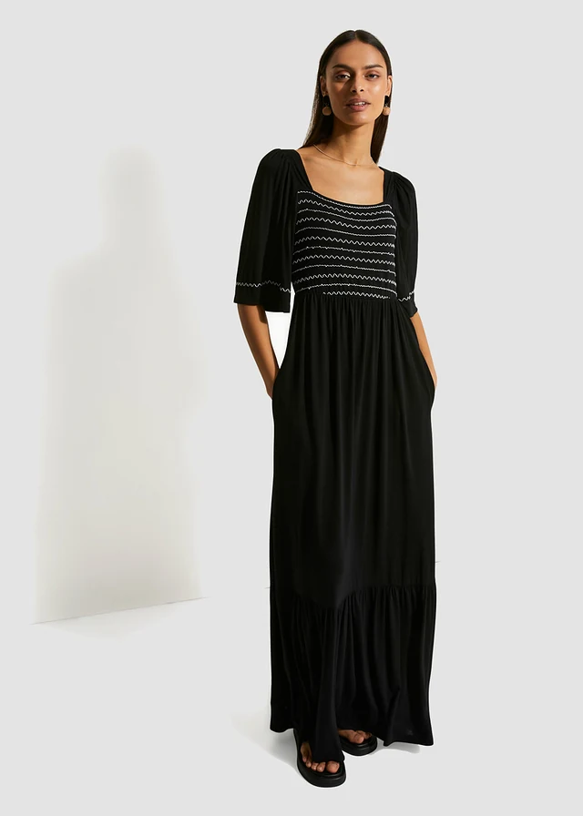 Maxi jurk van soepele viscose-mix • zwart • product-page.page-title-suffix