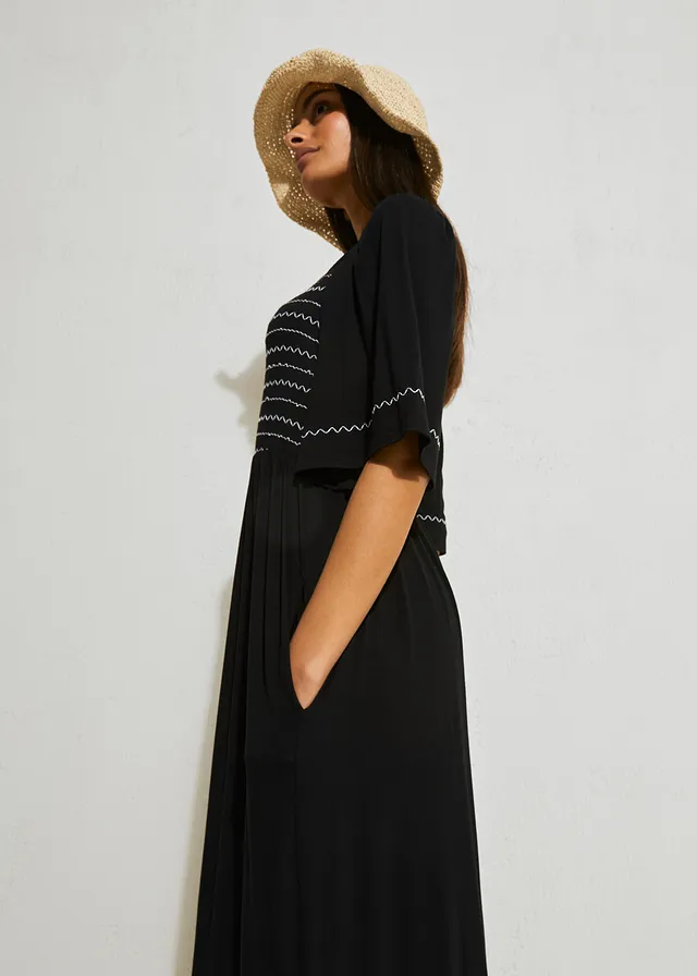 Maxi jurk van soepele viscose-mix • zwart • product-page.page-title-suffix