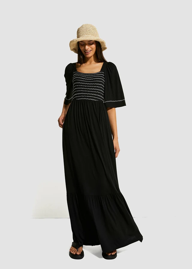 Maxi jurk van soepele viscose-mix • zwart • product-page.page-title-suffix