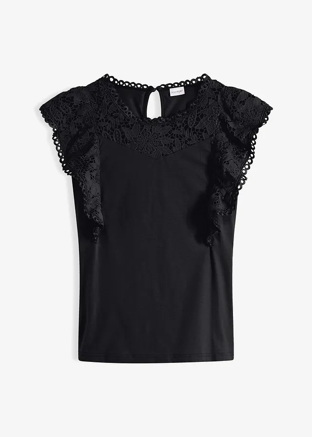 Tričko s čipkou a volánmi