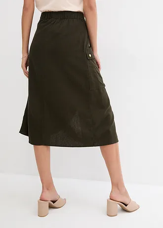 Spódnica kopertowa lniana • nocny oliwkowy • bonprix obchod