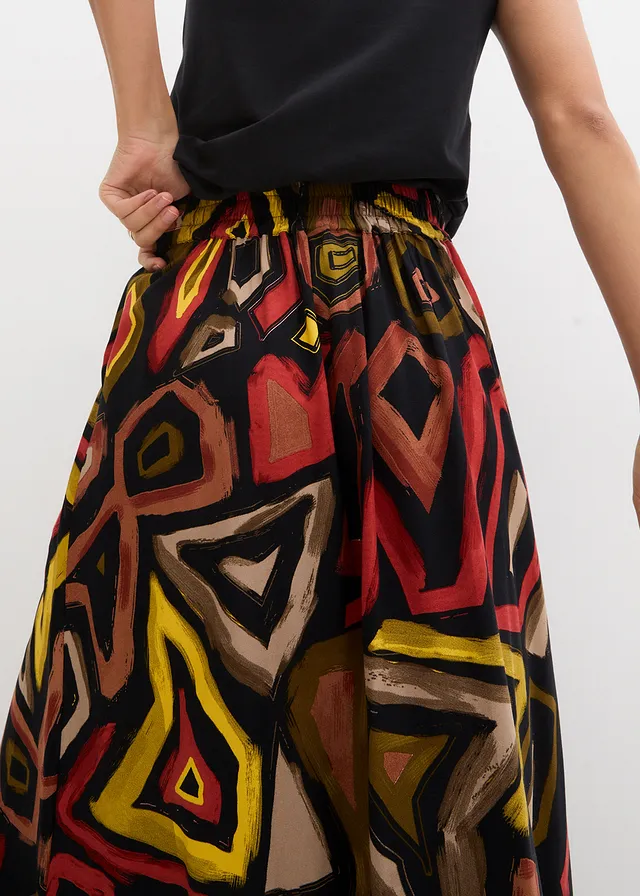 Jupe longue en viscose fluide • rouge carmin/noir imprimé • product-page.page-title-suffix