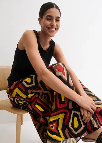 Maxi sukně ze splývavé viskózy • karmínově červená/černá • bonprix obchod