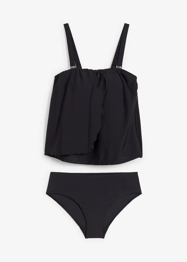Tankini met afneembare schouderbandjes (2-dlg. set), Kleur: zwart