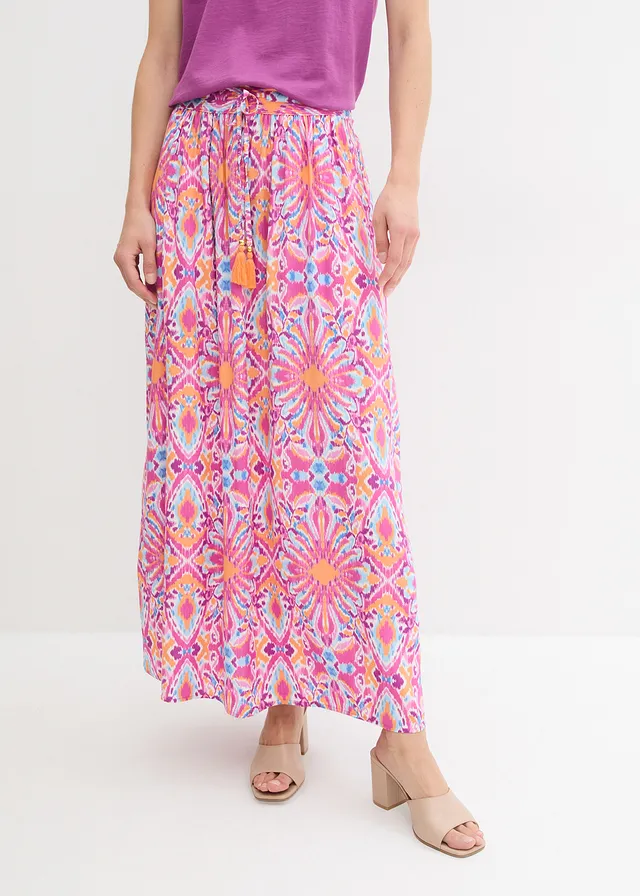 Maxi rok van viscose, Kleur: lichtfuchsia