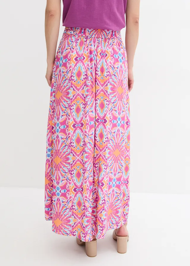 Maxi rok van viscose, Kleur: lichtfuchsia