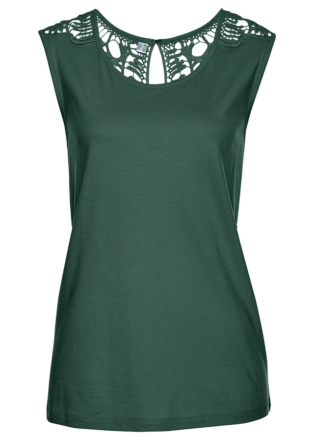 Top met kant • donkergroen • bonprix online shop