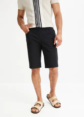 Stretch jeans instap bermuda (set van 2), regular fit • blauw denim+zwart • bonprix online shop